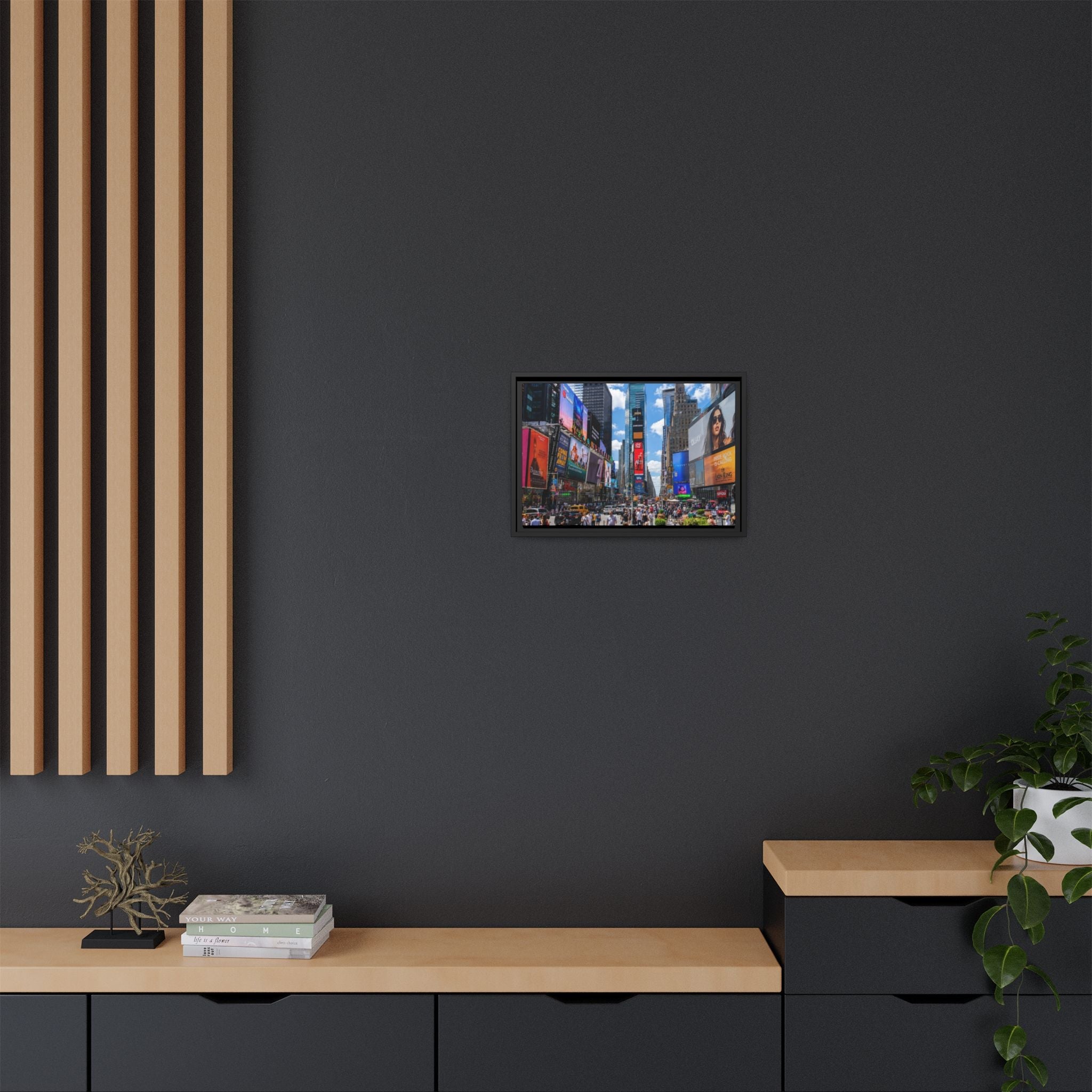 Times Square New York Matte Canvas Framed Wall Art — Vibrant Cityscape Photography