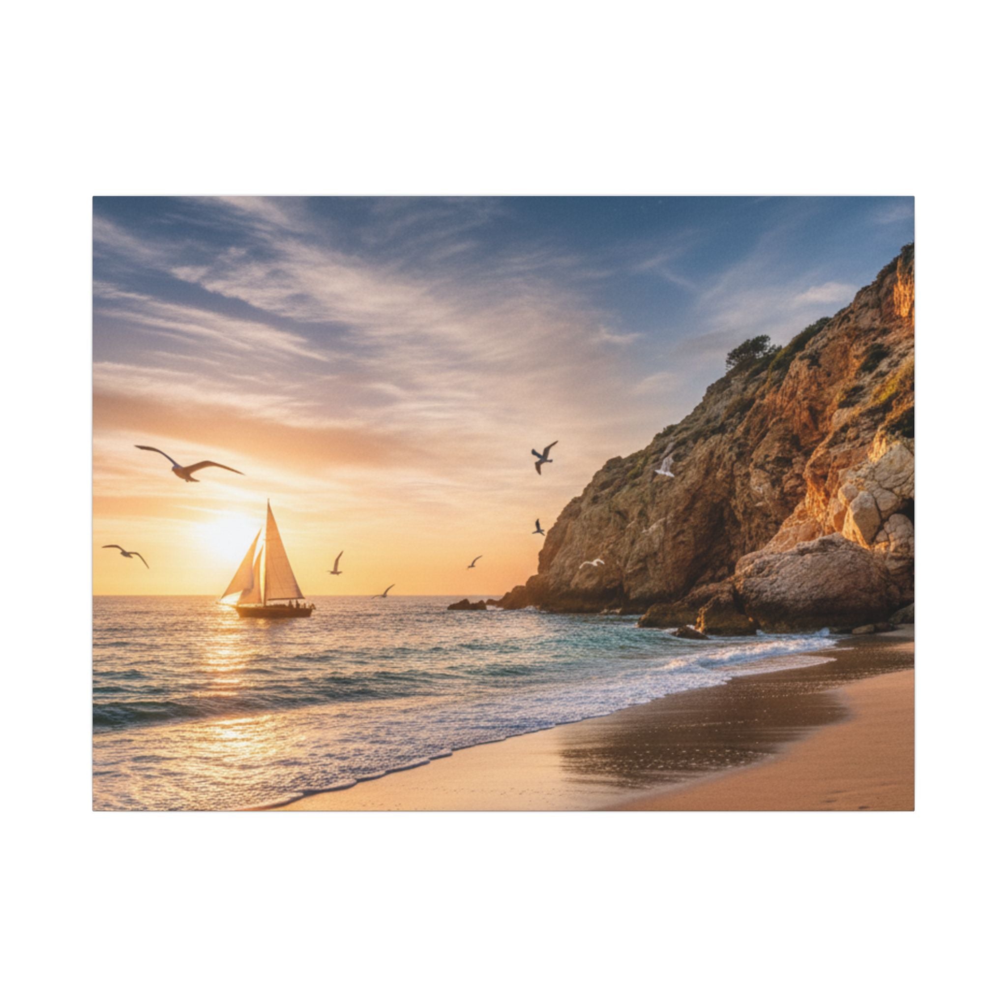 Seaside Sunset Sail Canvas