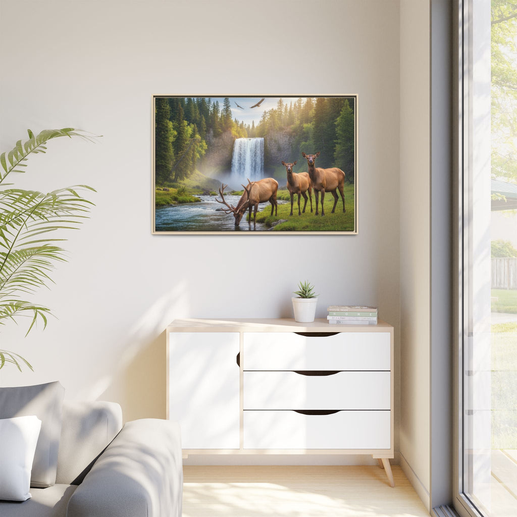 Elk Forest Landscape Wall Art - Eagles Flying - Stunning