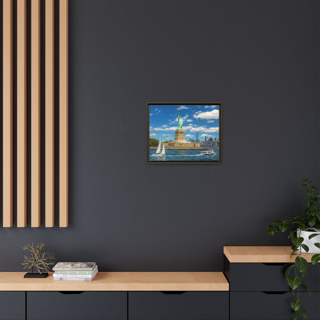 Statue of Liberty Matte Framed Canvas Print — New York City Landmark Wall Art