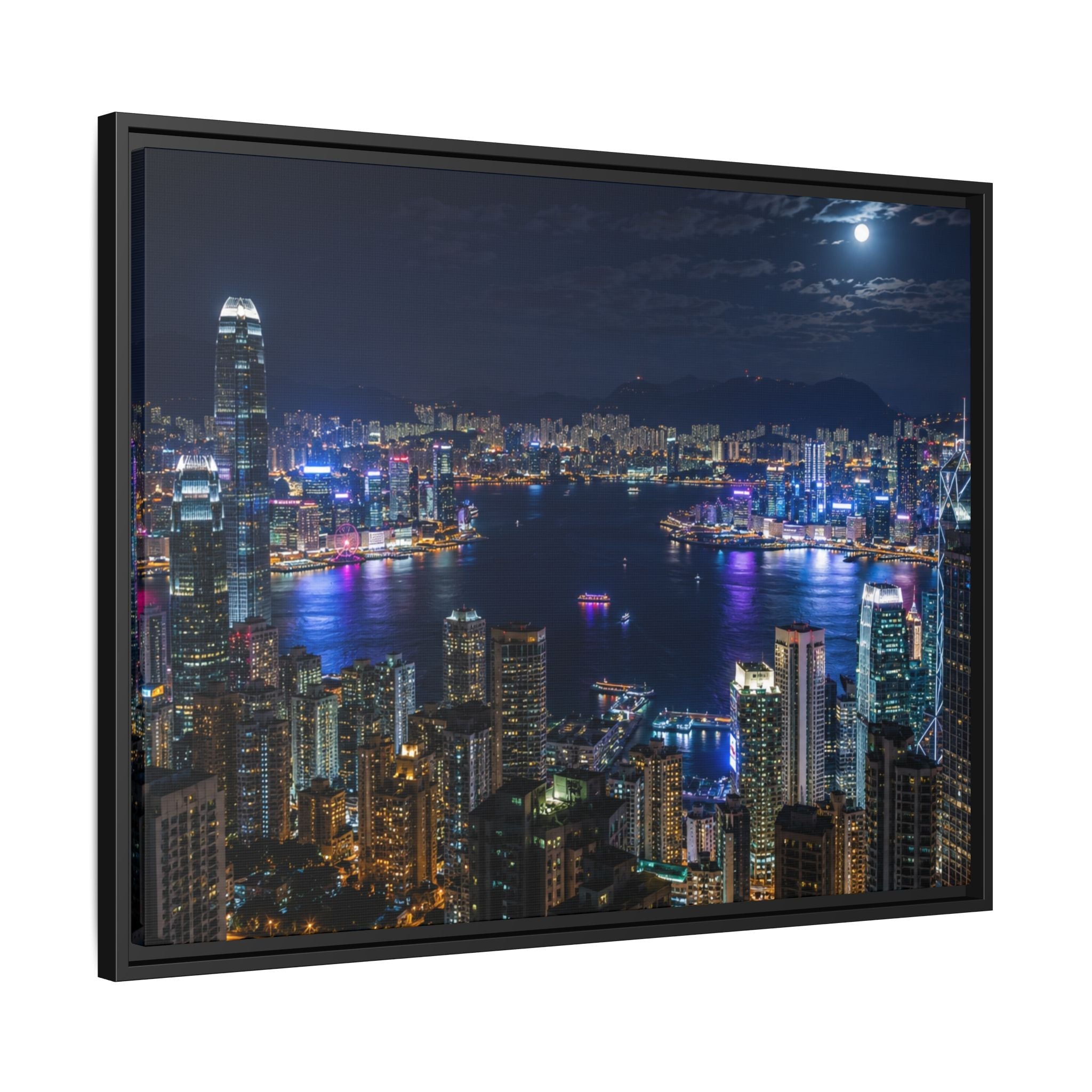 Hong Kong Night City Skape — Nighttime Harbor Skyline - stunning image