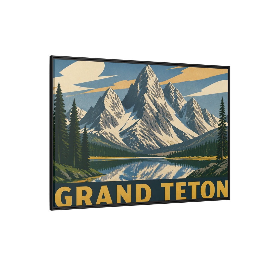 Grand Teton Vintage Travel Poster Canvas Wall Art Print Ready to Hang