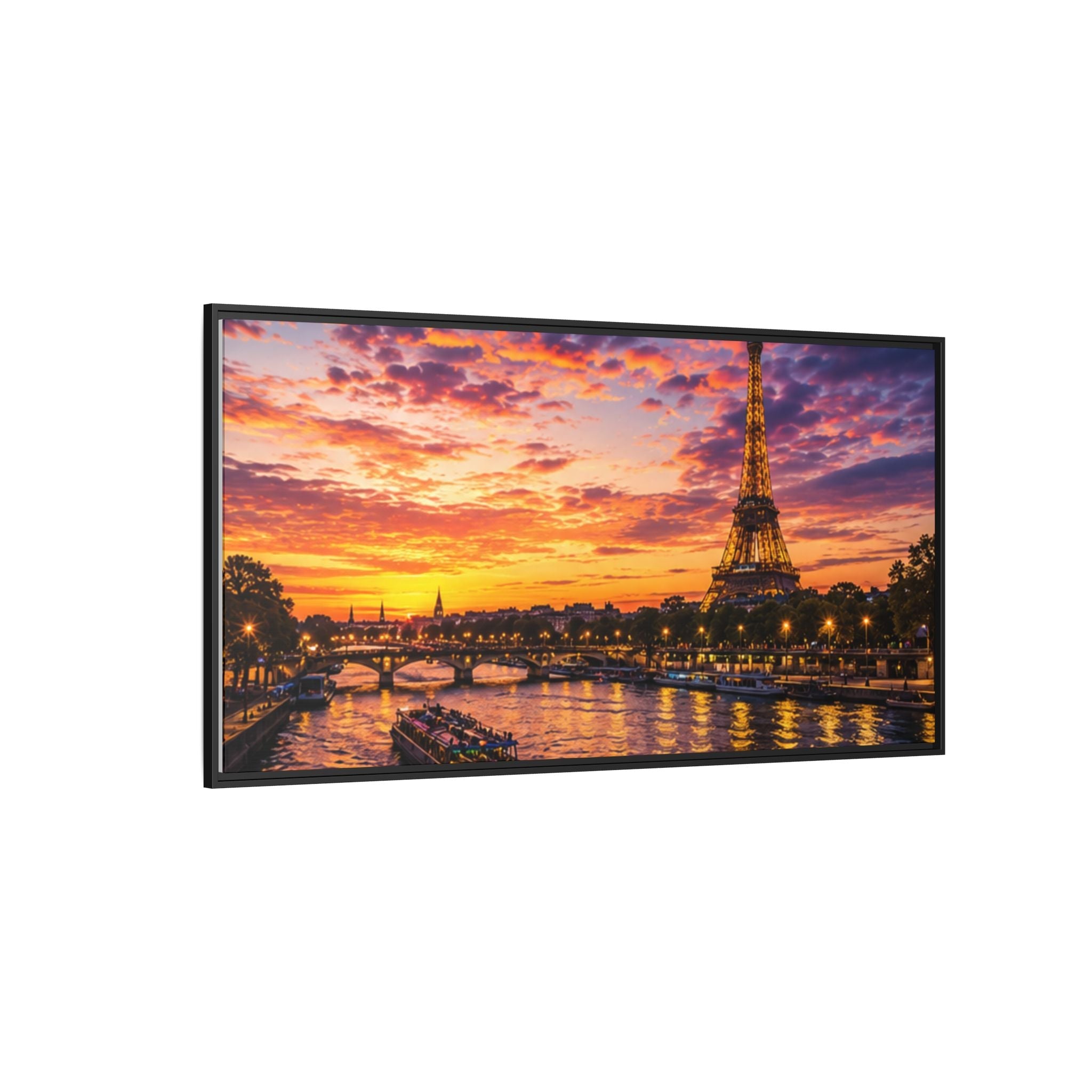 Paris Sunset Matte Canvas Wall Art - Framed - Stunning Picture