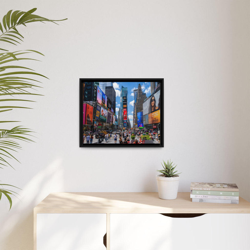 Times Square New York Matte Canvas Framed Wall Art — Vibrant Cityscape Photography