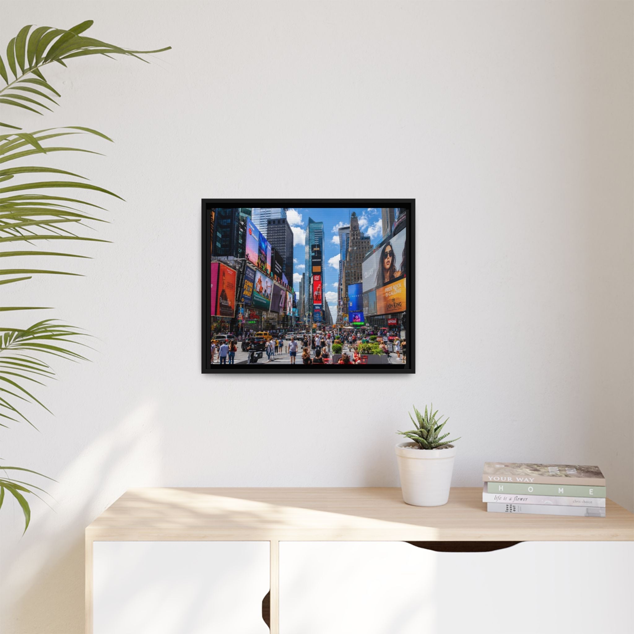 Times Square New York Matte Canvas Framed Wall Art — Vibrant Cityscape Photography