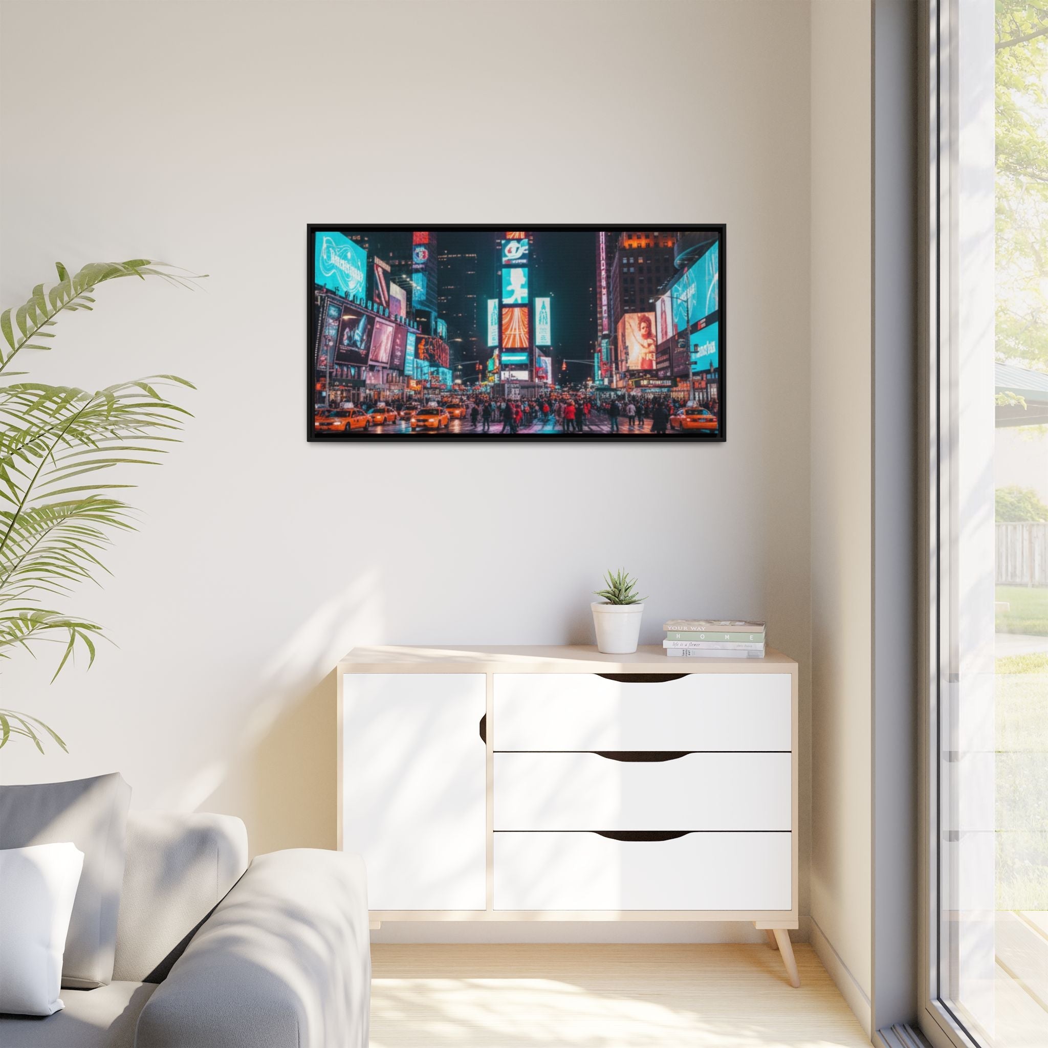 New york / Japan Nightskape Cityskape Framed Canvas Art - Stunning