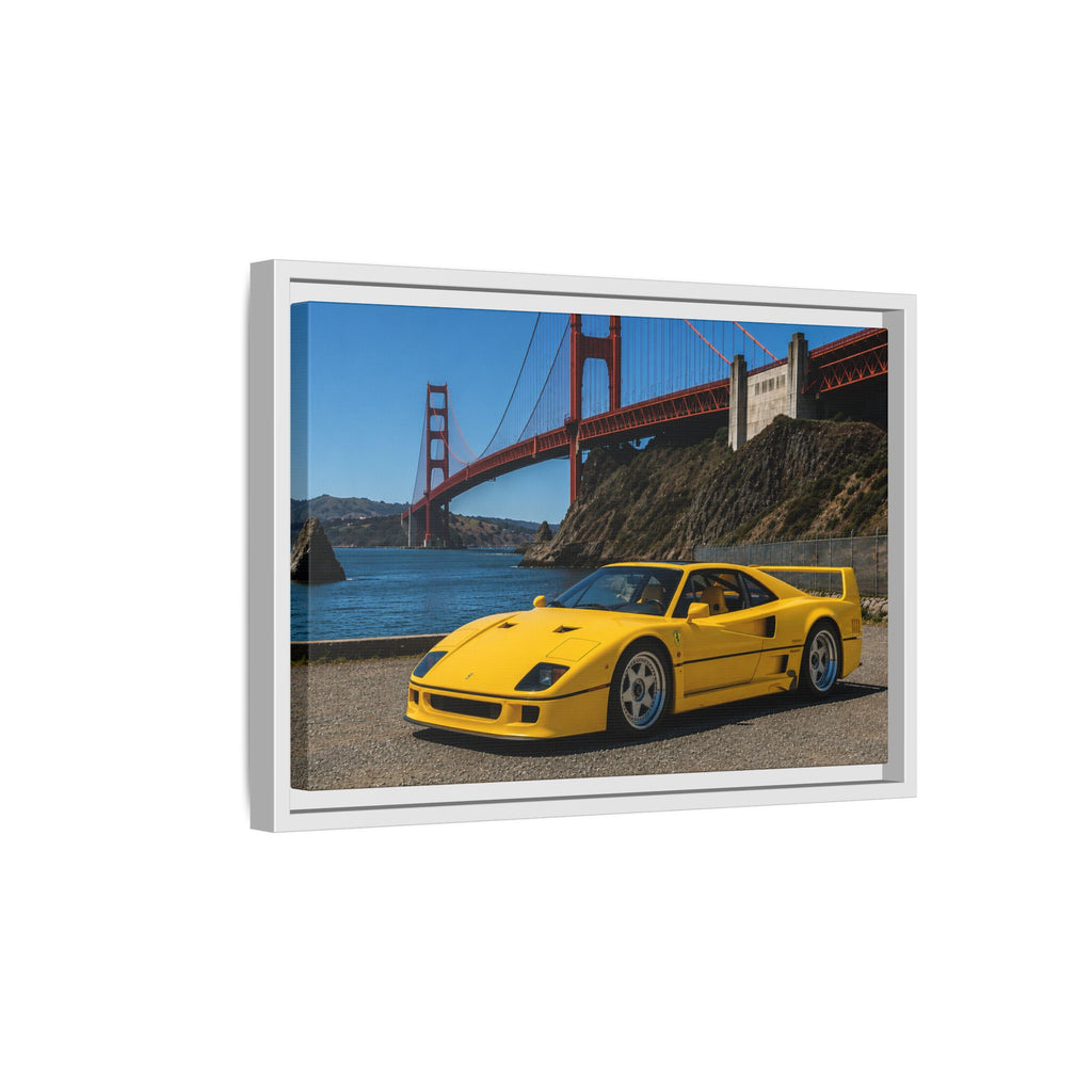 Ferrari 1987 F40 — Yellow Ferrari by the Golden Gate Bridge - Stunning Framed Canvas