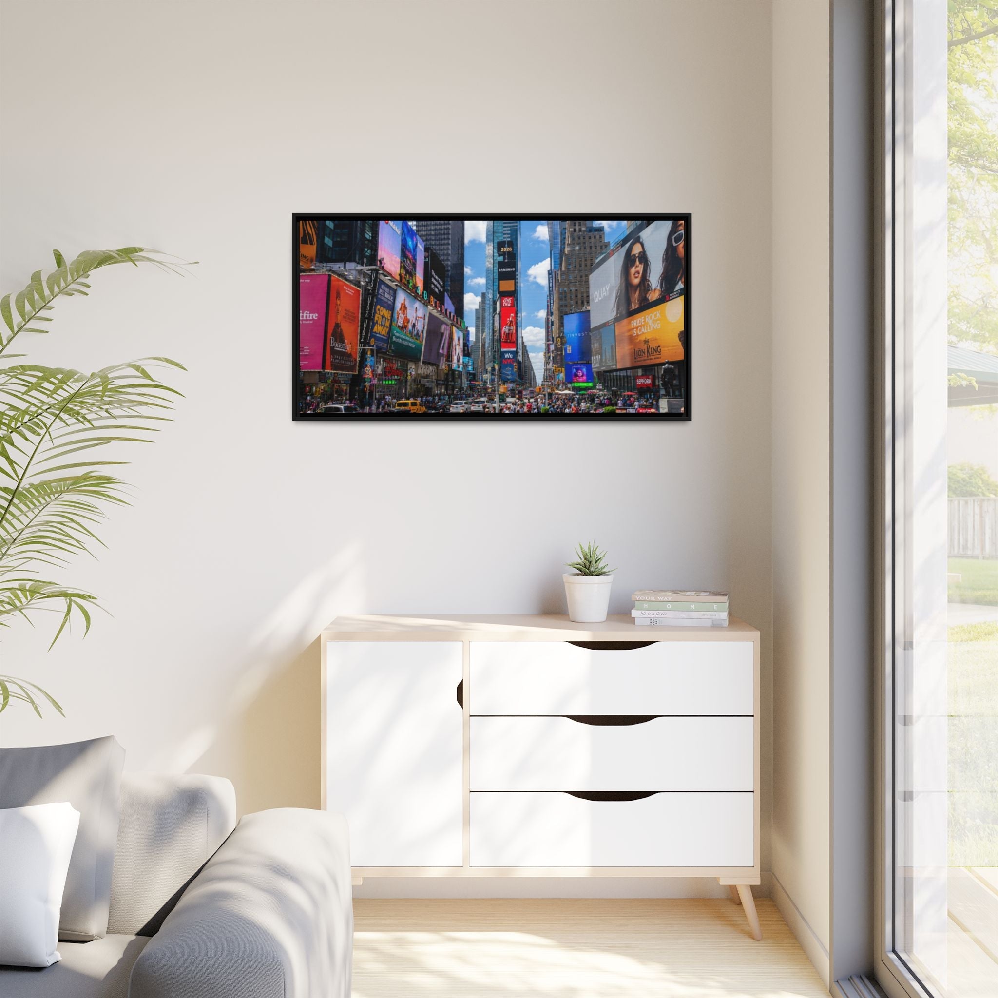 Times Square New York Matte Canvas Framed Wall Art — Vibrant Cityscape Photography