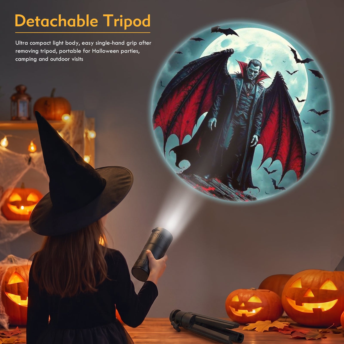 Halloween LED Projector Light, Telescope Shape Built In Battery Projector Lamp
