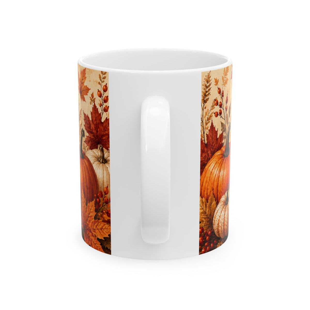 Autumn Love Ceramic Mug Fall Pumpkin Leaves Coffee Cup Halloween Thanksgiving Gift