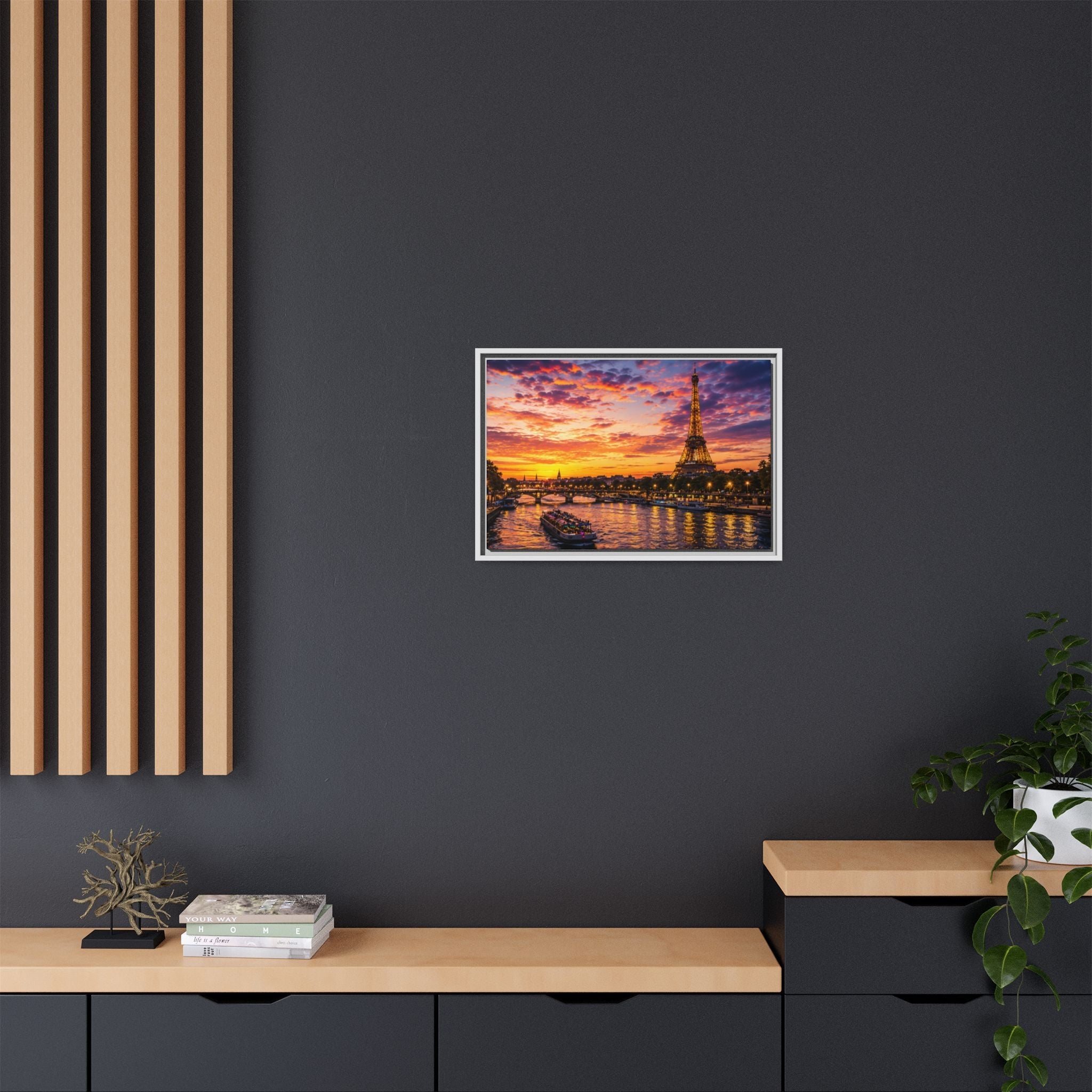 Paris Sunset Matte Canvas Wall Art - Framed - Stunning Picture
