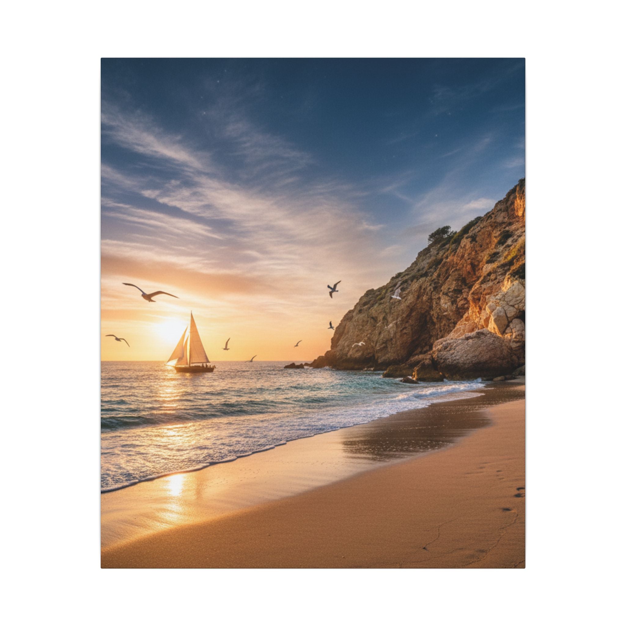 Seaside Sunset Sail Canvas