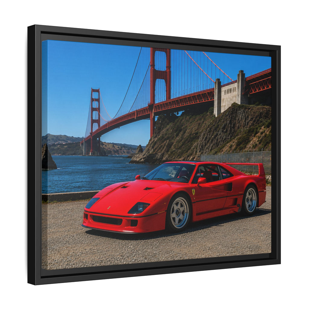 Ferrari F40 1987  — Red Sexy Sports Car by Golden Gate Bridge - Stunning Framed Canvas