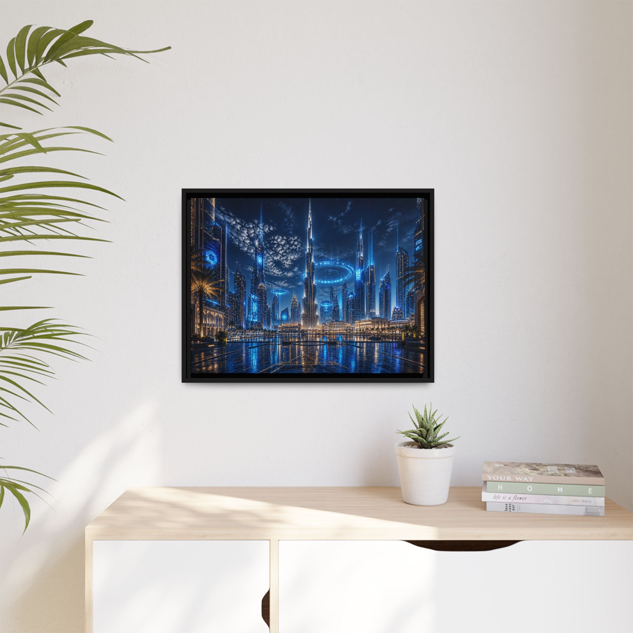 Dubai Night Skyline Canvas Wall Art Print Ready to Hang