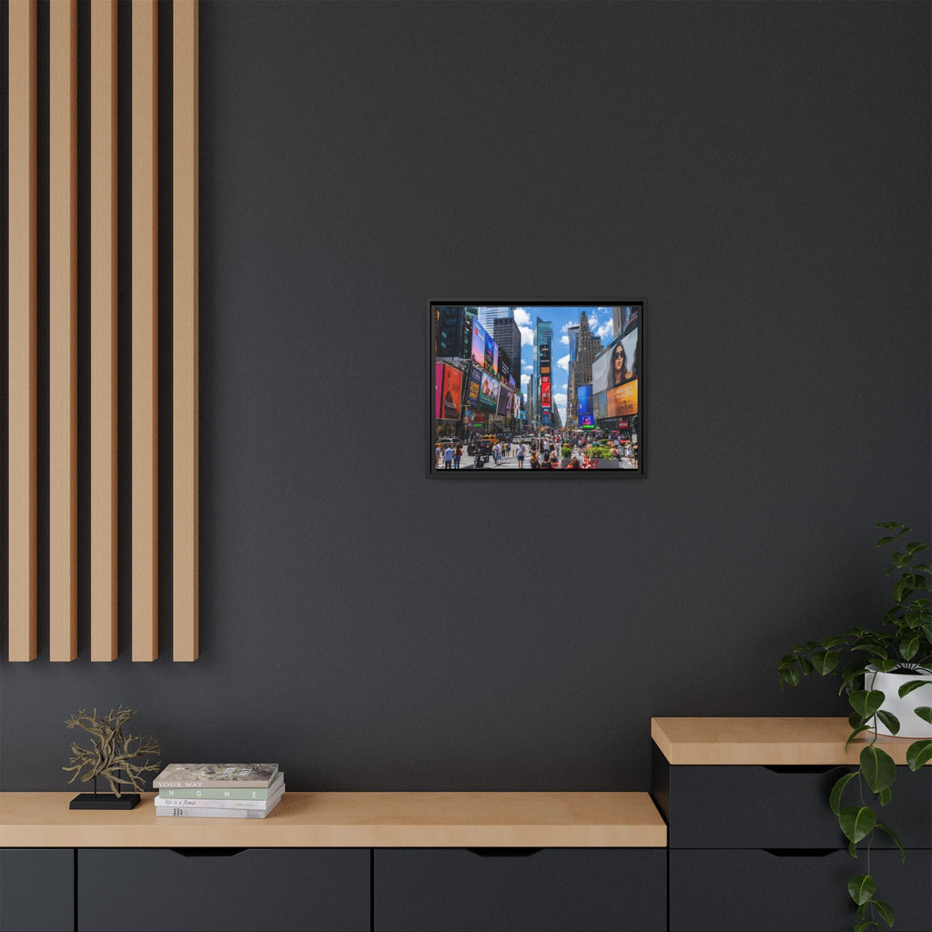 Times Square New York Matte Canvas Framed Wall Art — Vibrant Cityscape Photography