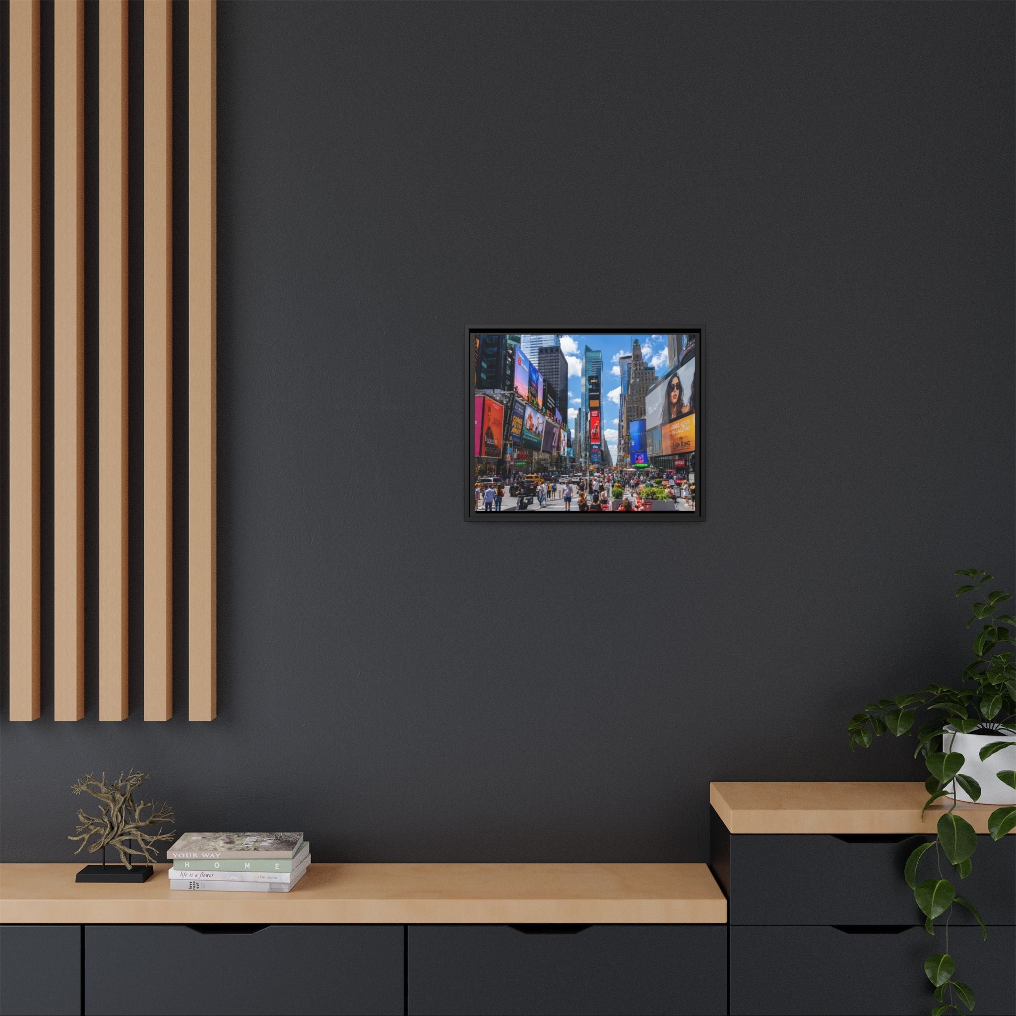 Times Square New York Matte Canvas Framed Wall Art — Vibrant Cityscape Photography