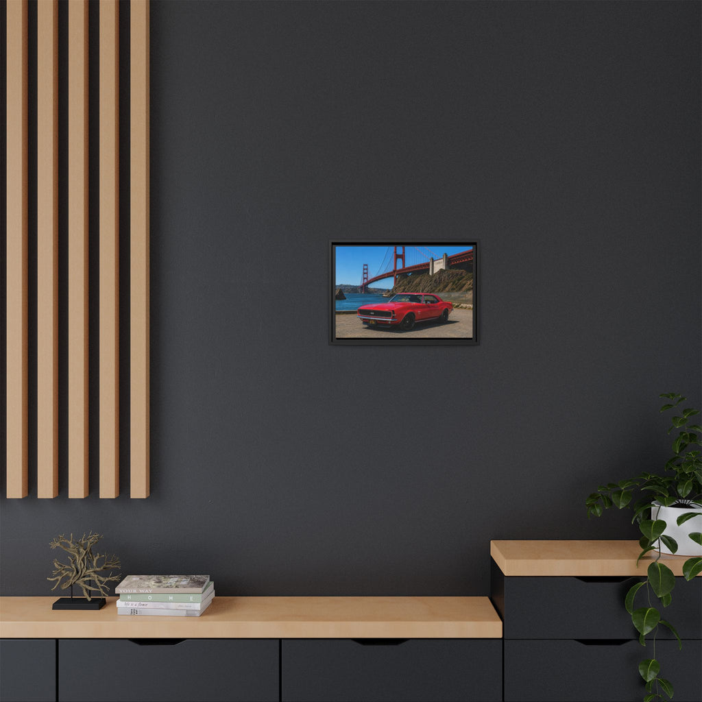 1967 Camaro SS - Stunning Camaro at Golden Gate Bridge - Framed Canvas
