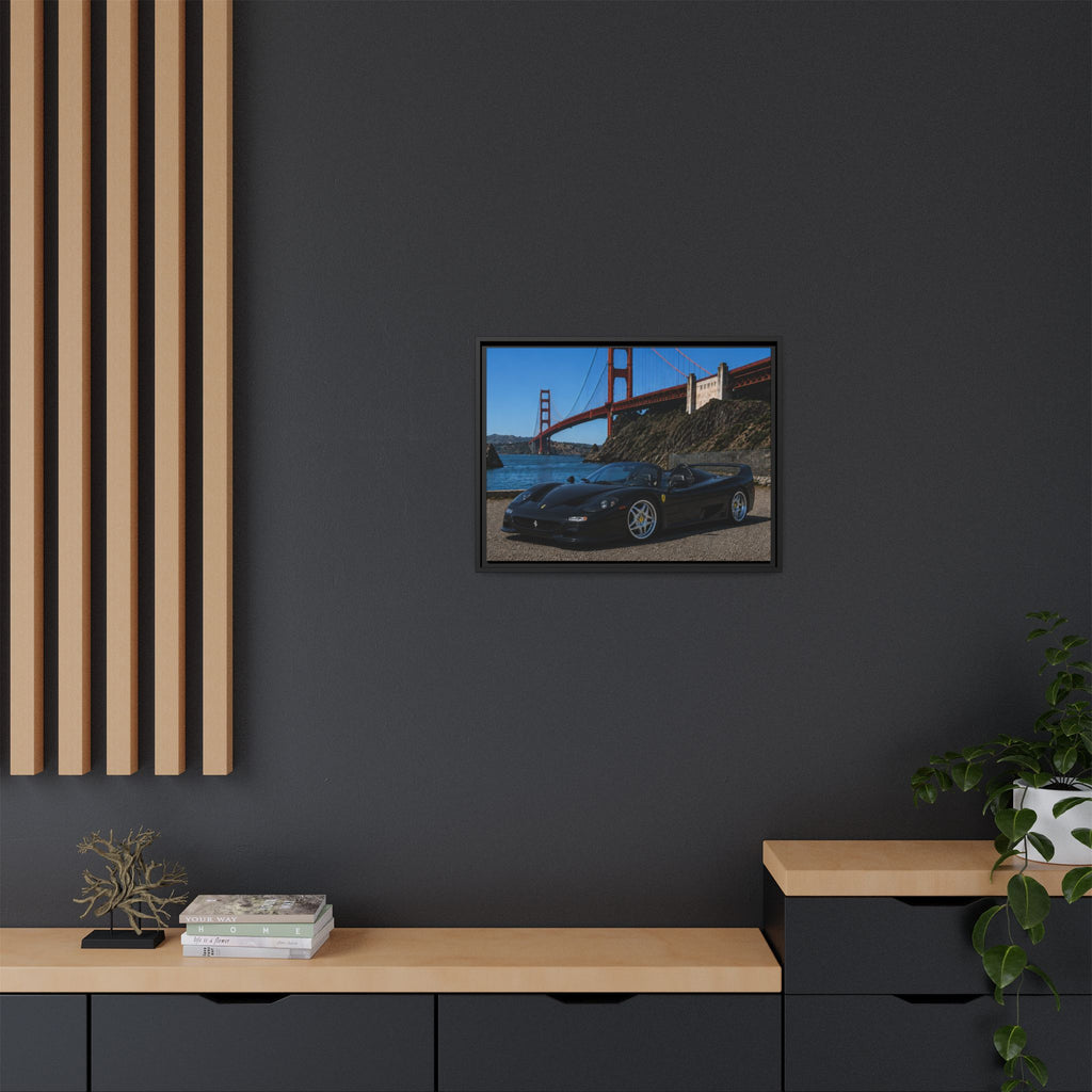 Ferrari F50 1995 — By The Golden Gate Bridge - Framed Canvas Matte Print