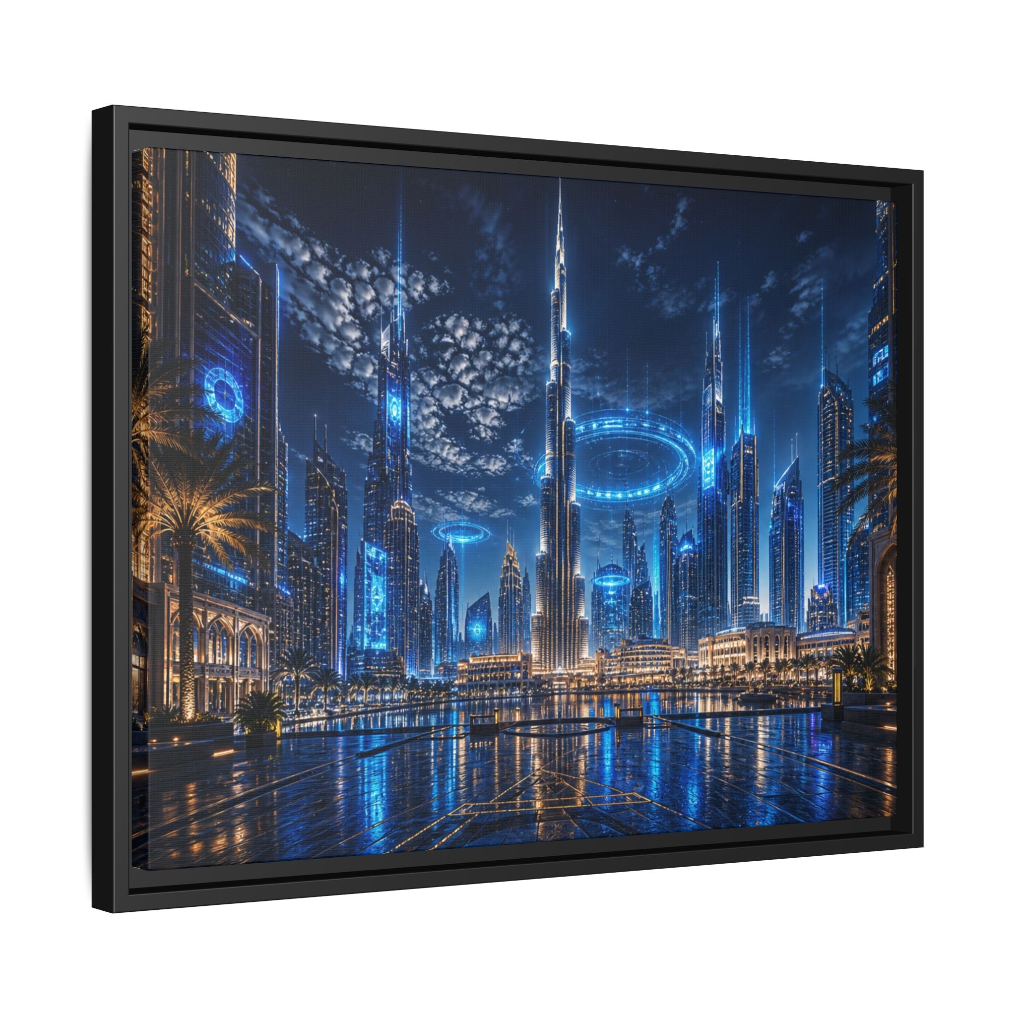 Dubai Night Skyline Canvas Wall Art Print Ready to Hang