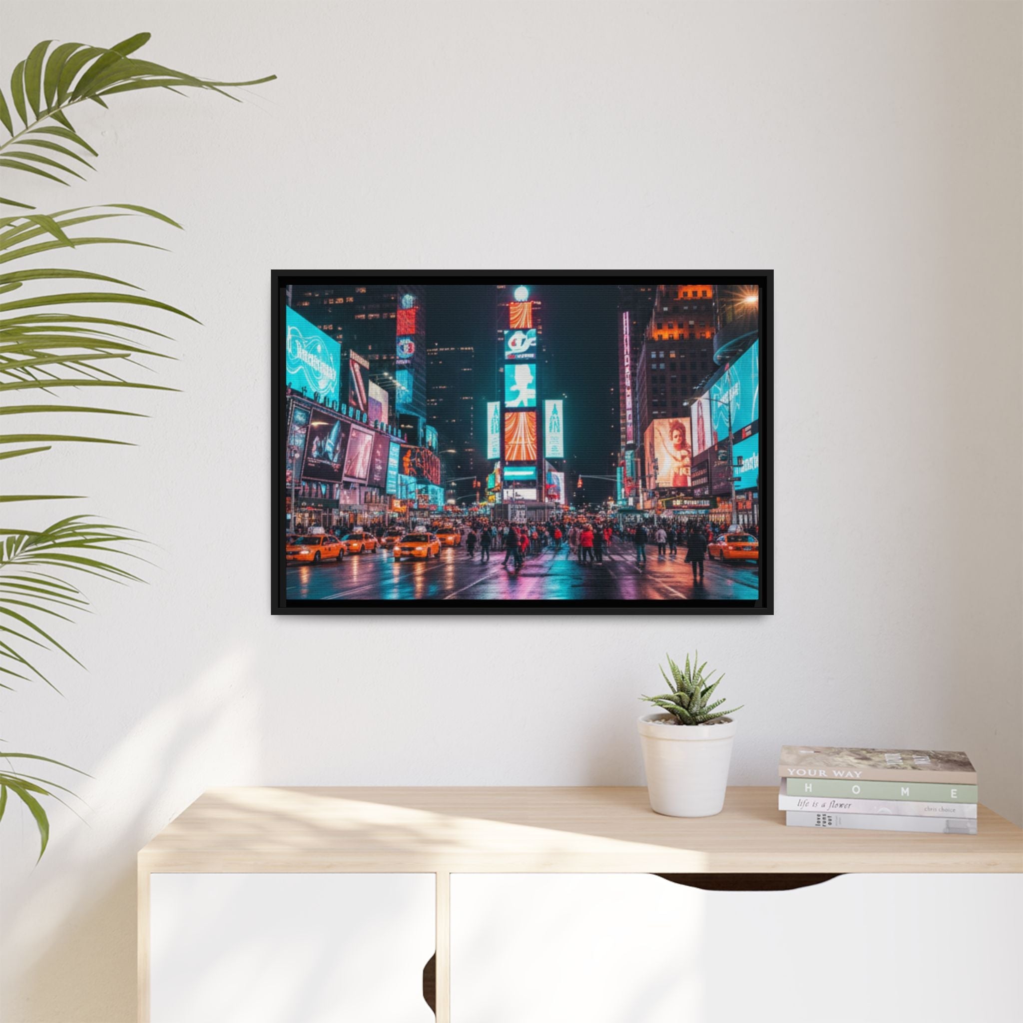 New york / Japan Nightskape Cityskape Framed Canvas Art - Stunning
