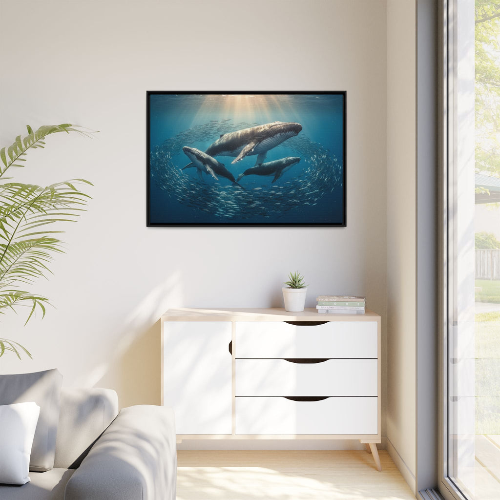 Whale Family Canvas Wall Art - Framed - Stunning