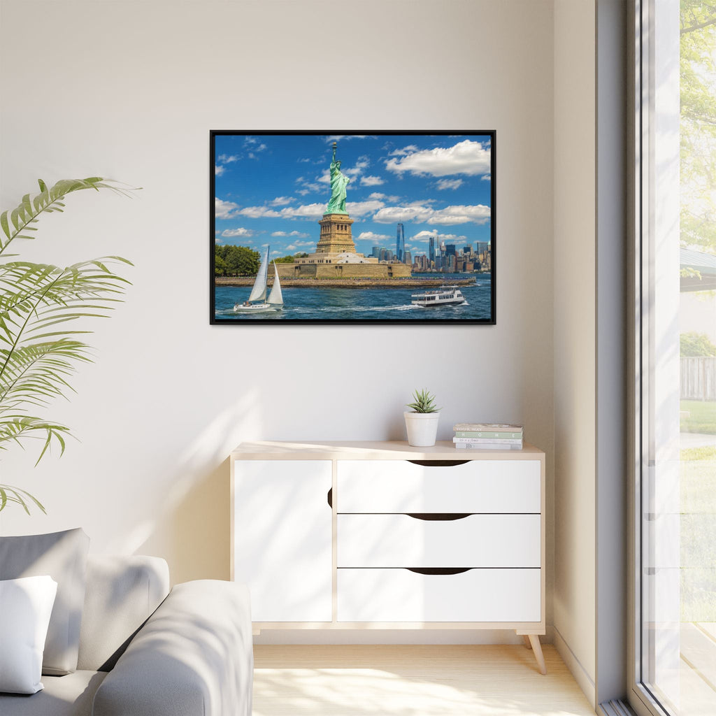 Statue of Liberty Matte Framed Canvas Print — New York City Landmark Wall Art