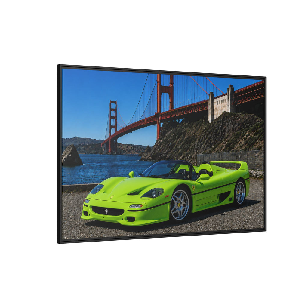 Ferrari F50 1995 — At Golden Gate Bridge - Framed Canvas Art - Stunning