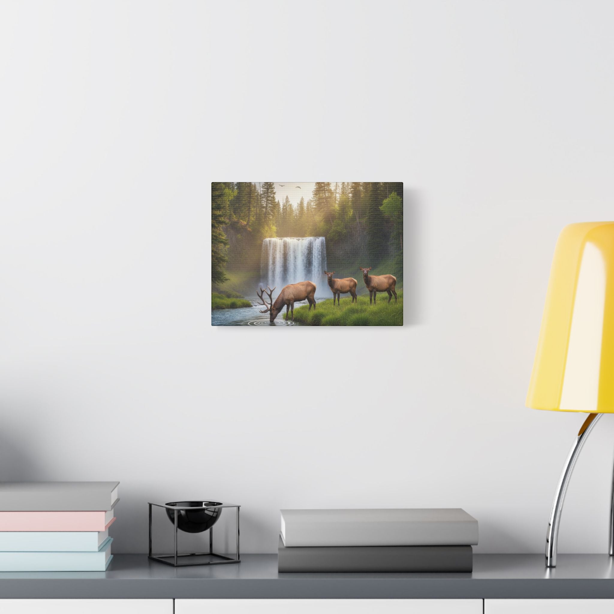 Waterfall Elk Canvas