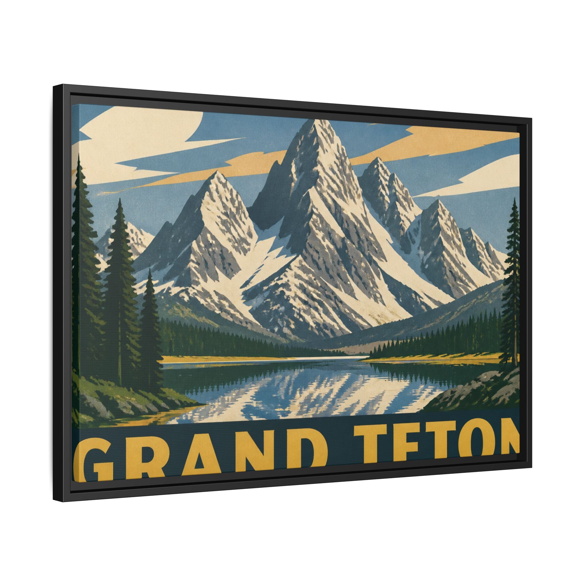 Grand Teton Vintage Travel Poster Canvas Wall Art Print Ready to Hang