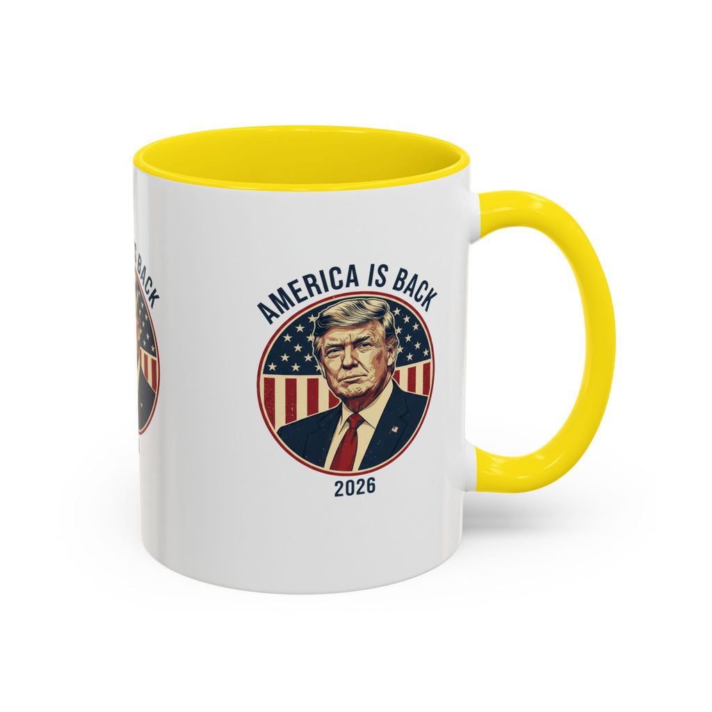 America Is Back 2026 Accent Coffee Mug — Patriotic Trump Campaign Ceramic Mug