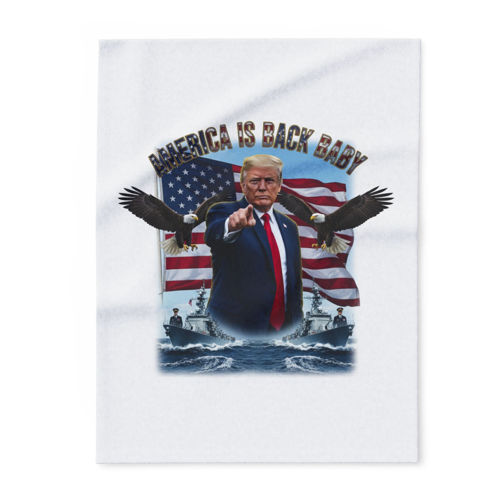 Arctic Fleece Blanket — "America Is Back Baby" Patriotic Trump Design