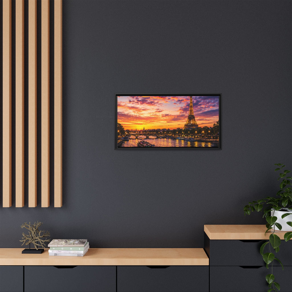 Paris Sunset Matte Canvas Wall Art - Framed - Stunning Picture