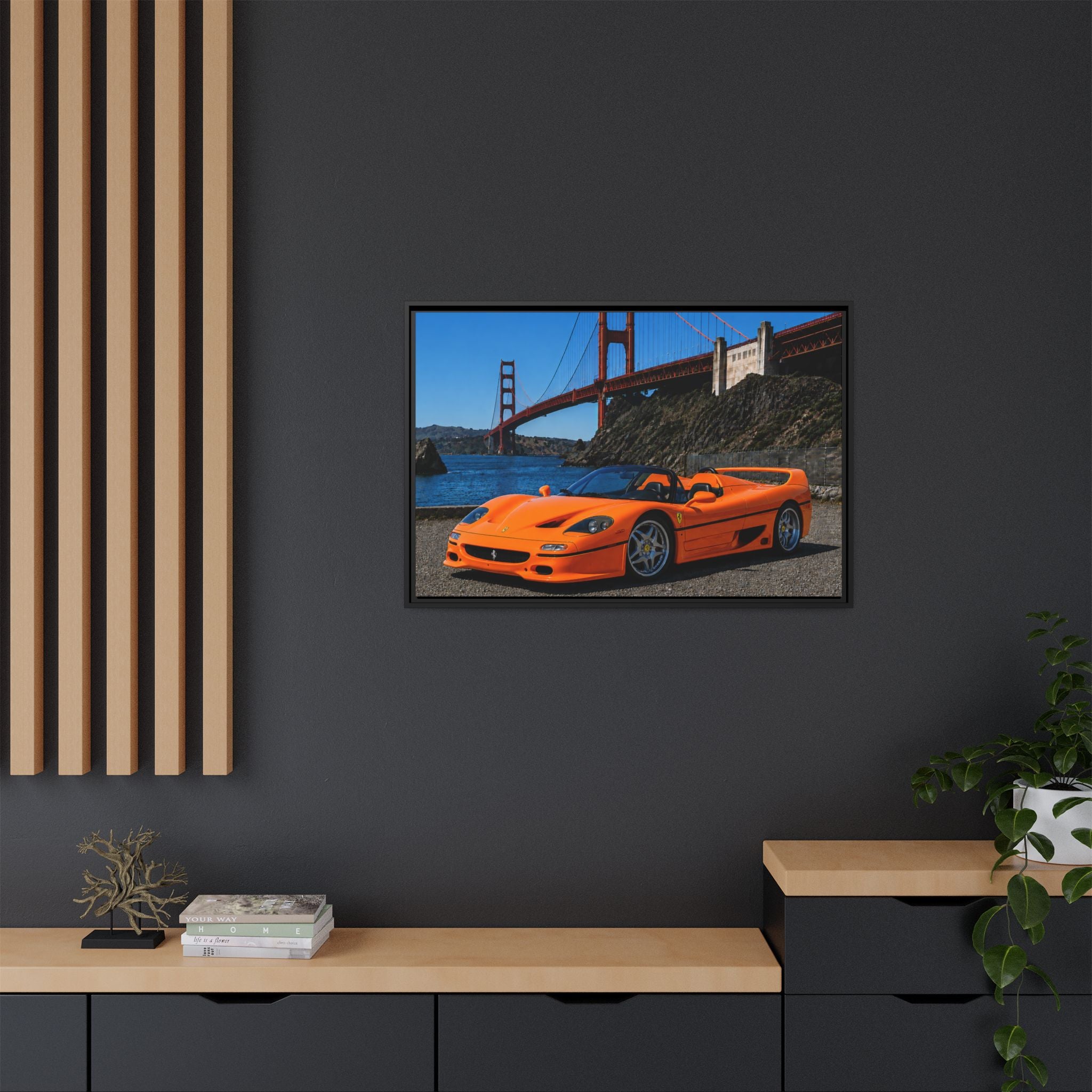 Ferrari F50 1995 - Golden Gate Bridge - Framed Canvas Print - Stunning