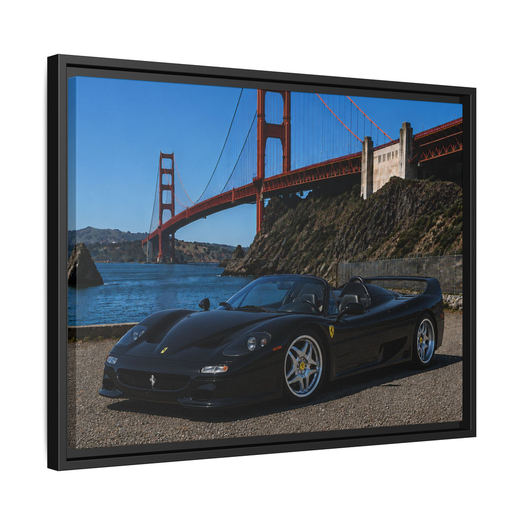 Ferrari F50 1995 — By The Golden Gate Bridge - Framed Canvas Matte Print