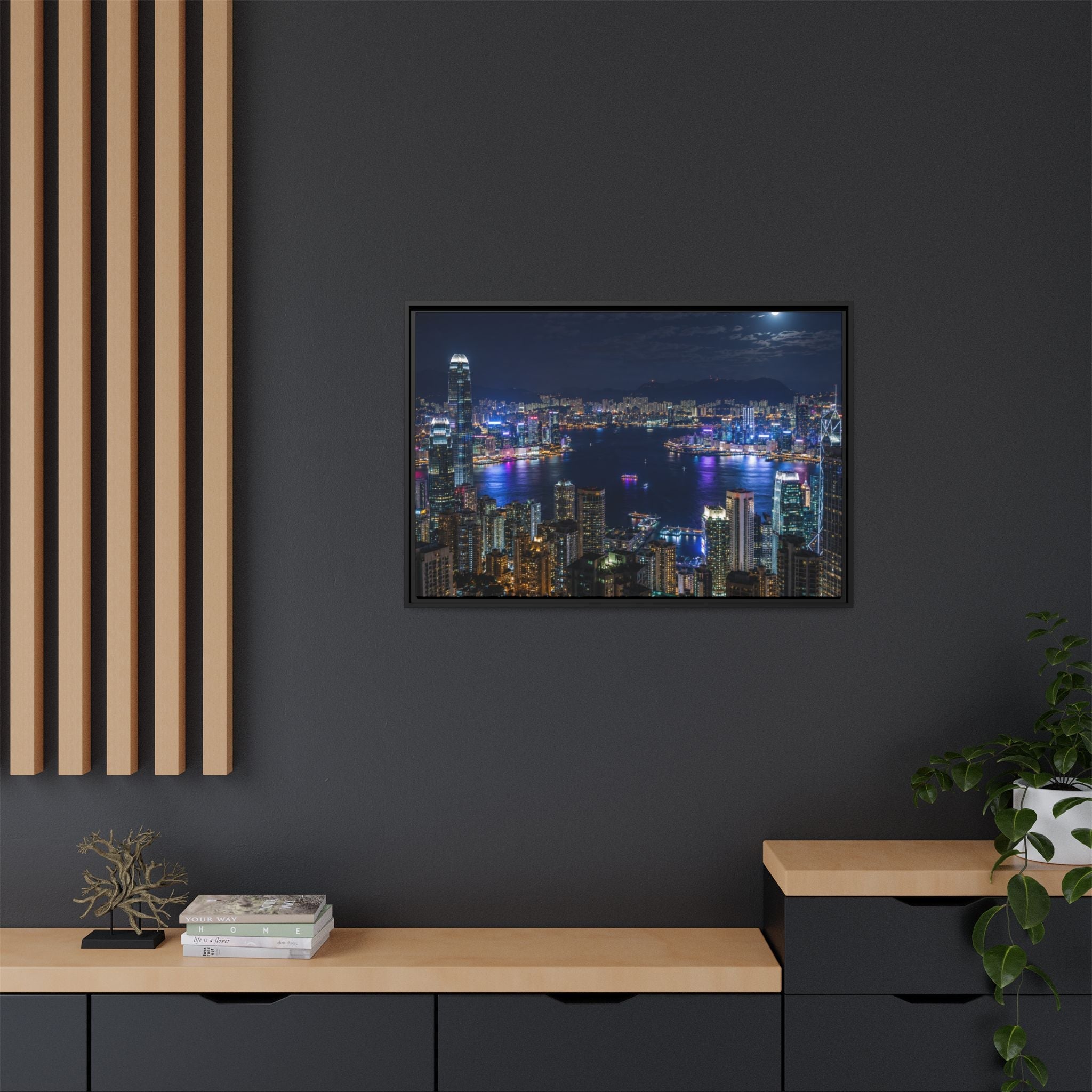 Hong Kong Night City Skape — Nighttime Harbor Skyline - stunning image