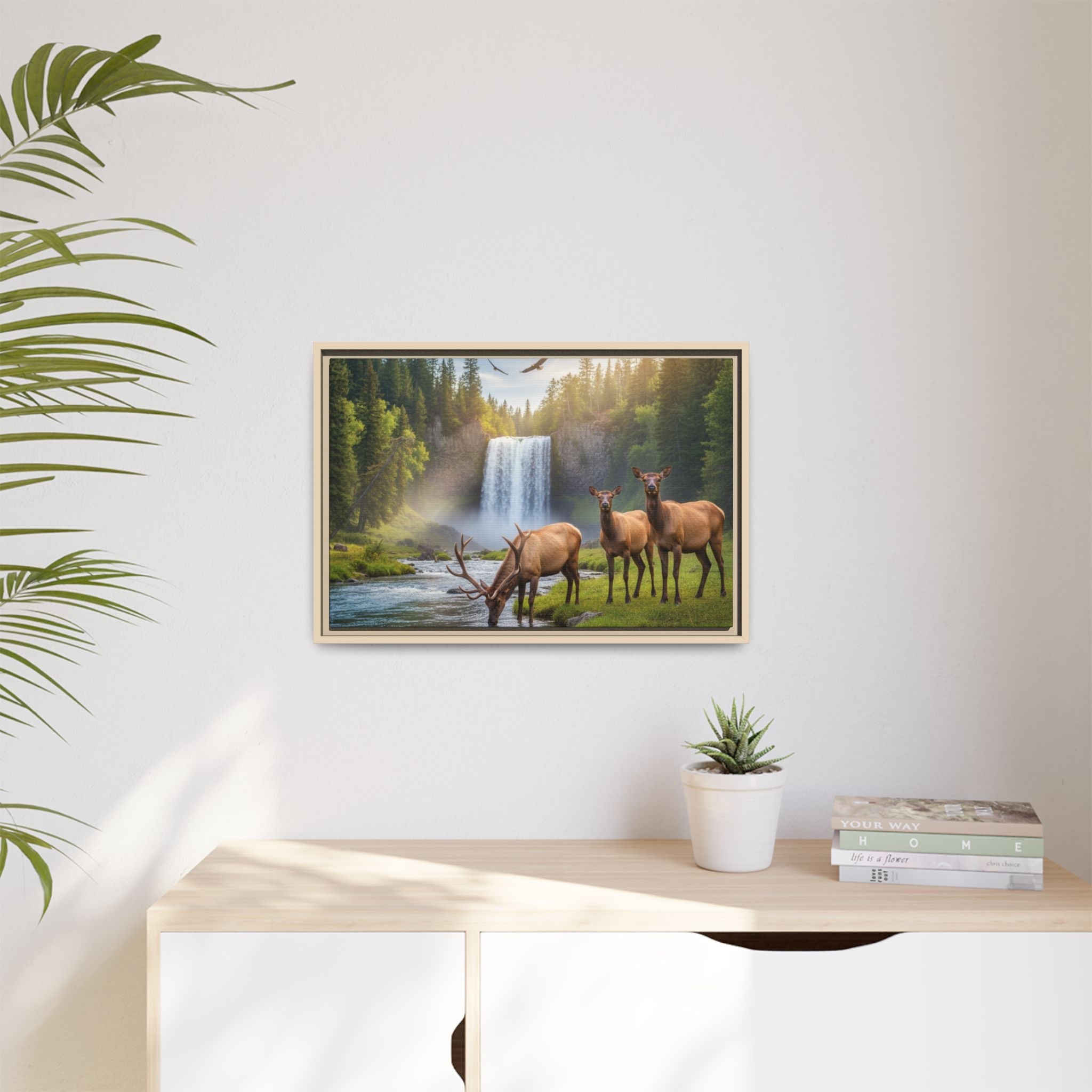 Elk Forest Landscape Wall Art - Eagles Flying - Stunning