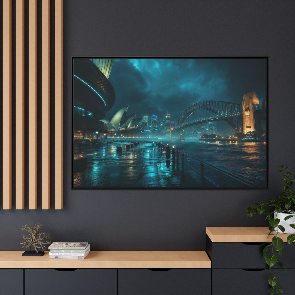 Sydney Harbor Night Canvas Wall Art Print Ready to Hang