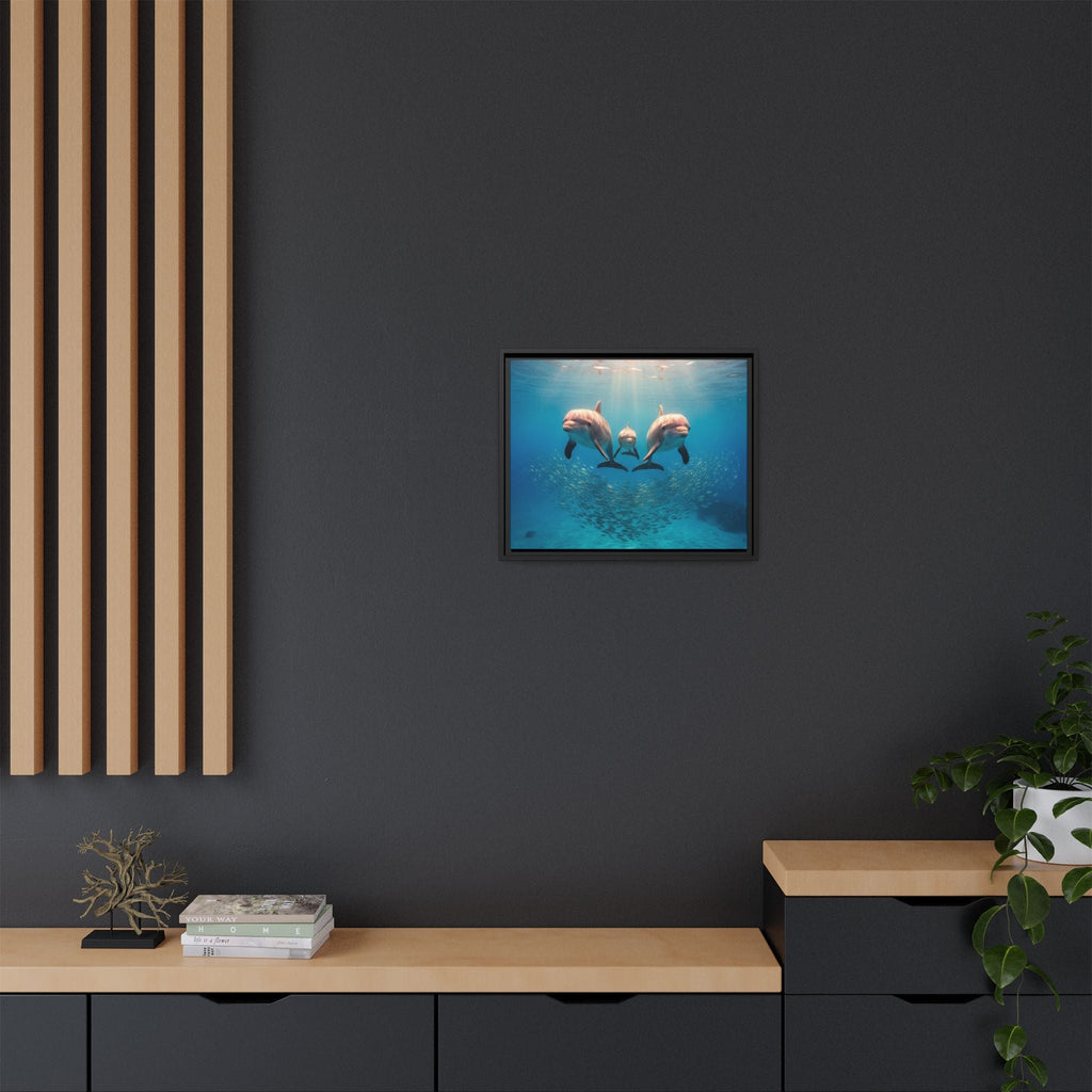Framed Dolphin Canvas Print — Matte Ocean Wall Art