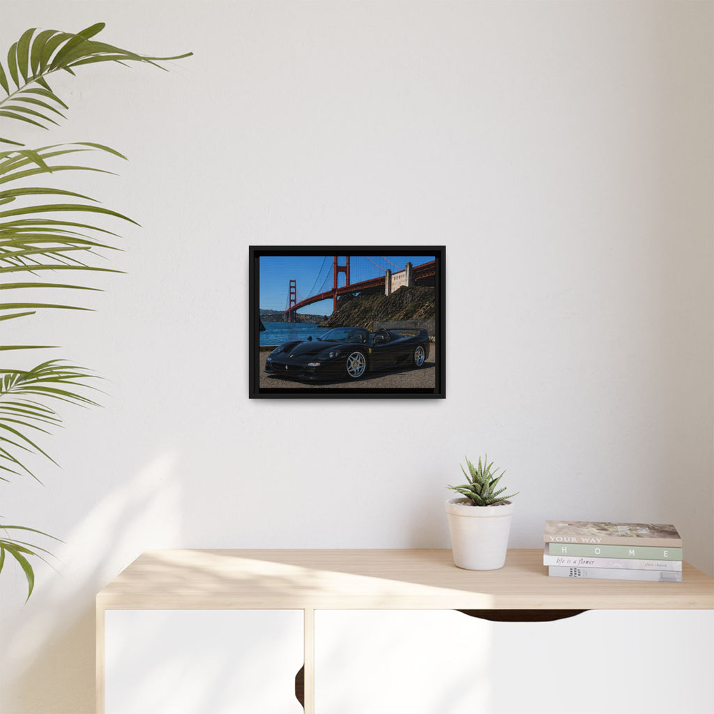 Ferrari F50 1995 — By The Golden Gate Bridge - Framed Canvas Matte Print