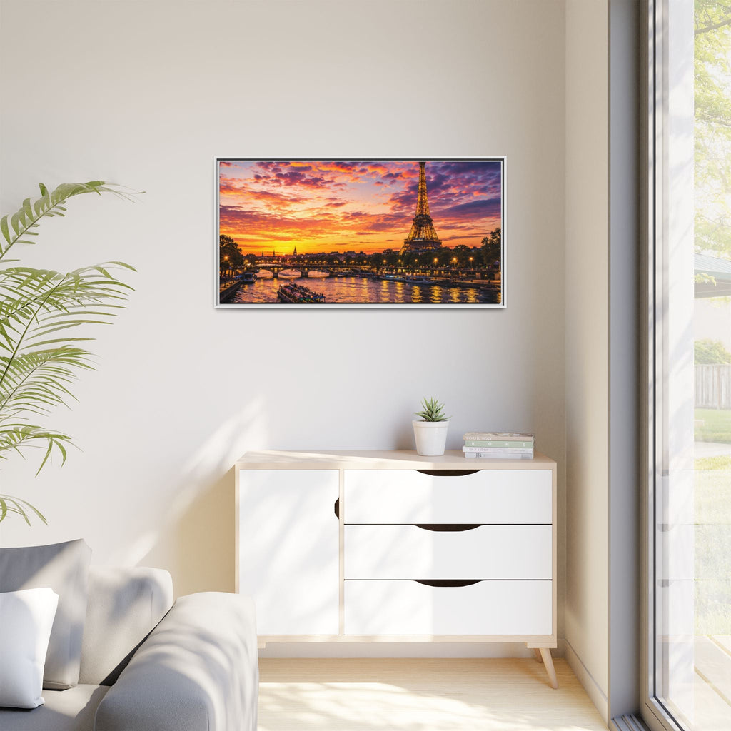 Paris Sunset Matte Canvas Wall Art - Framed - Stunning Picture