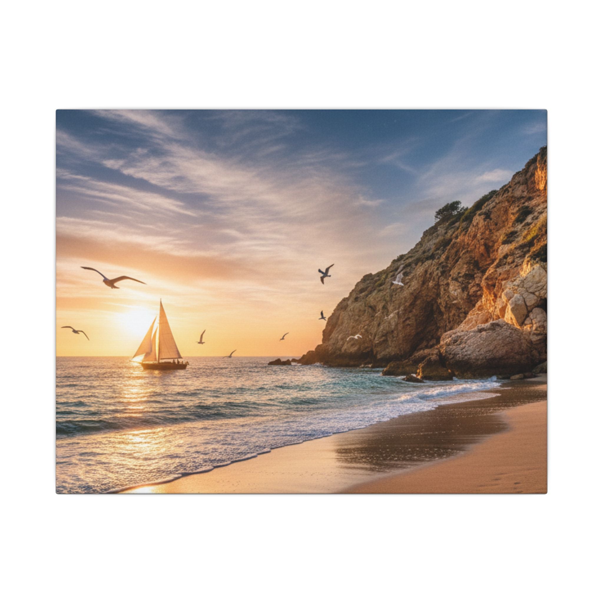 Seaside Sunset Sail Canvas
