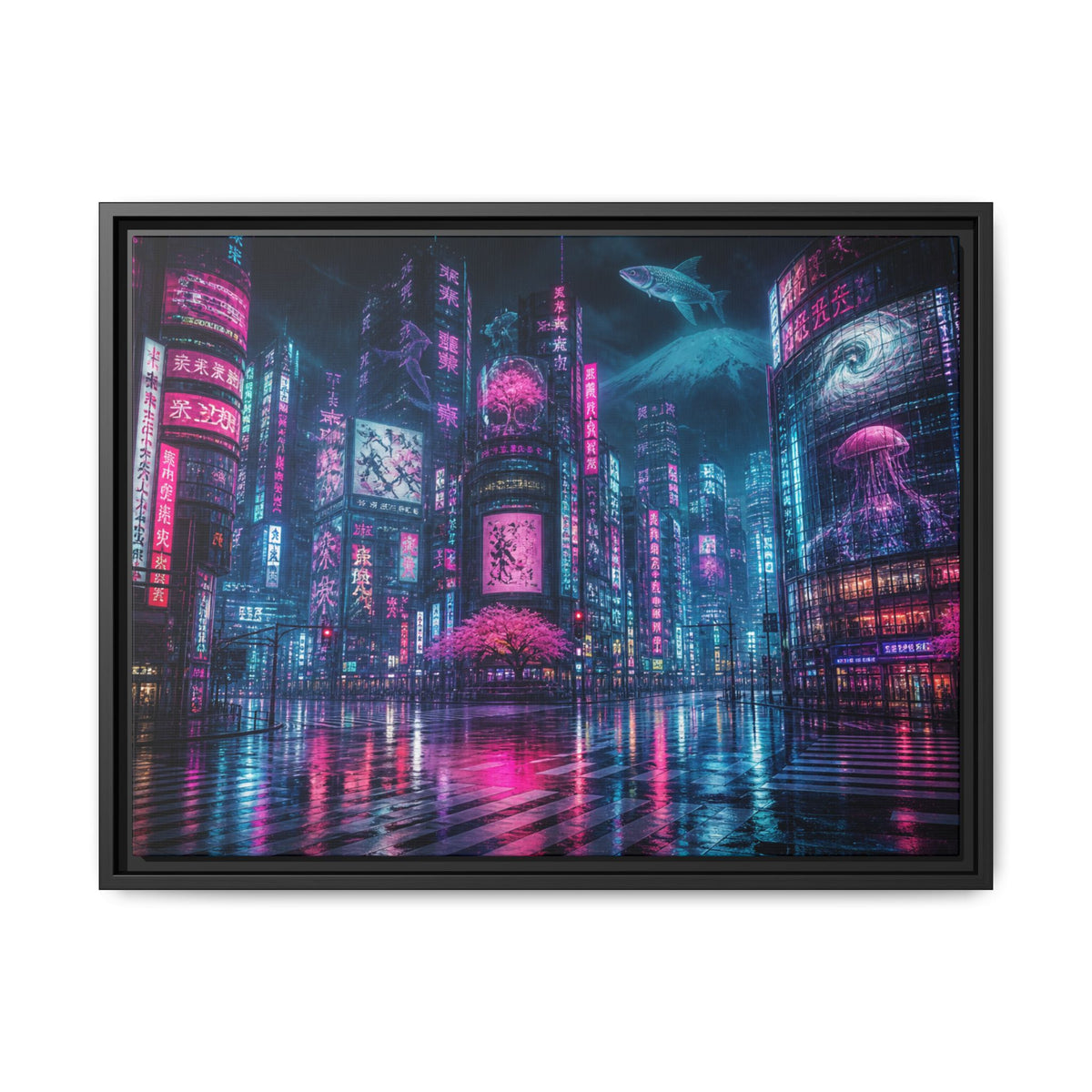 Tokyo Neon Night Canvas Wall Art Print Ready to Hang