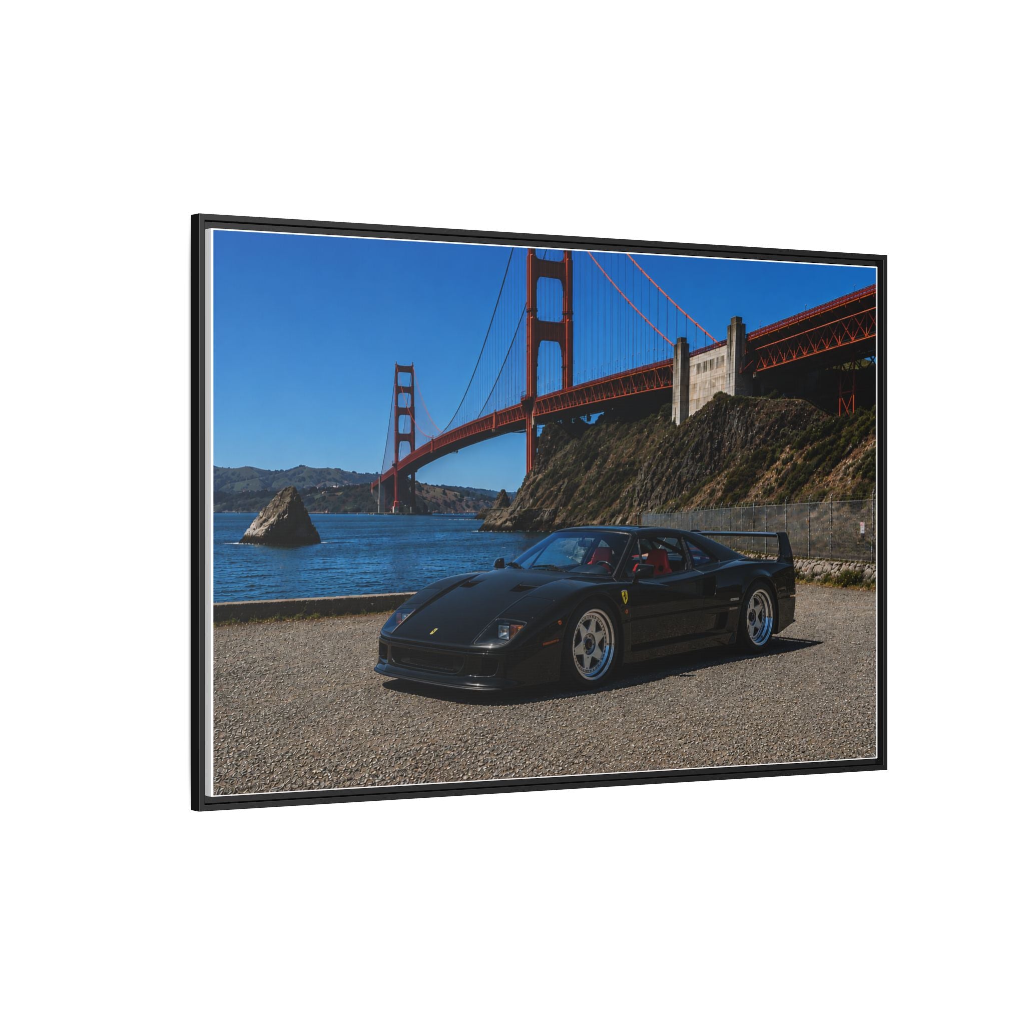 Ferrari F40 1987 At Golden Gate — Stunning Framed Matte Canvas Wall Art