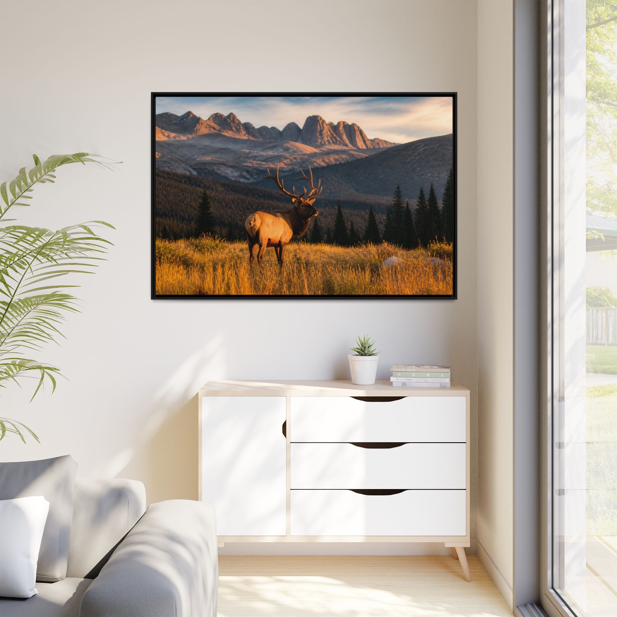Elk Golden Hour Canvas Wall Art Print Ready to Hang
