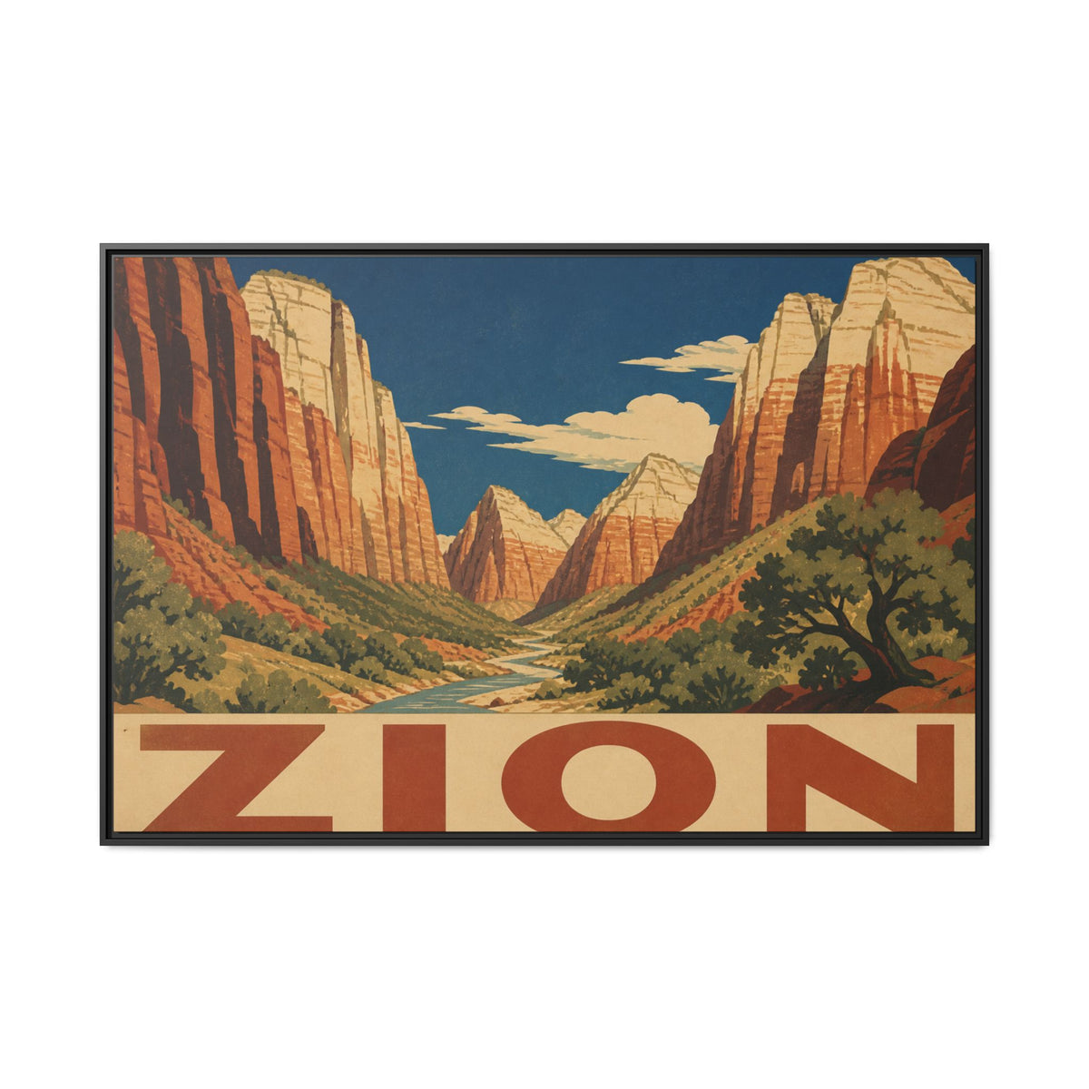 Zion Vintage Travel Poster Canvas Wall Art Print Ready to Hang