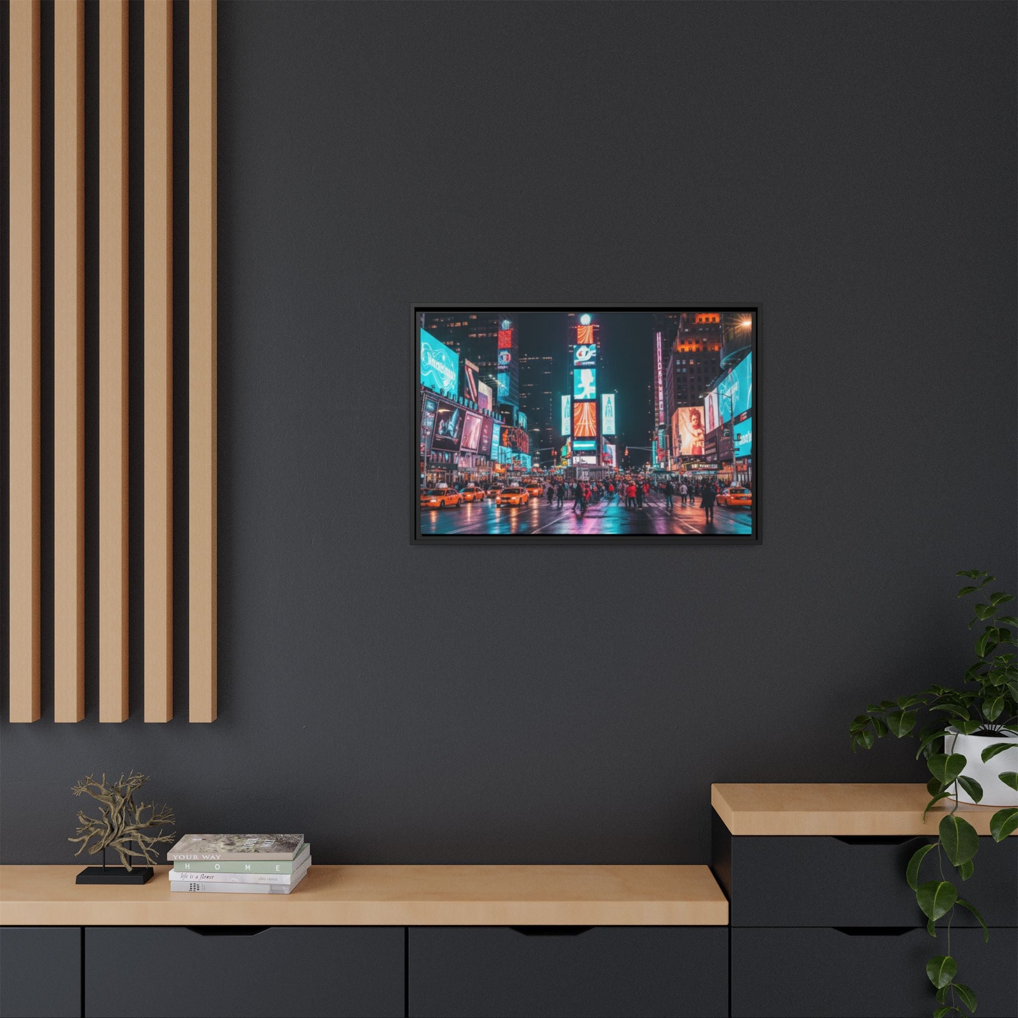 New york / Japan Nightskape Cityskape Framed Canvas Art - Stunning