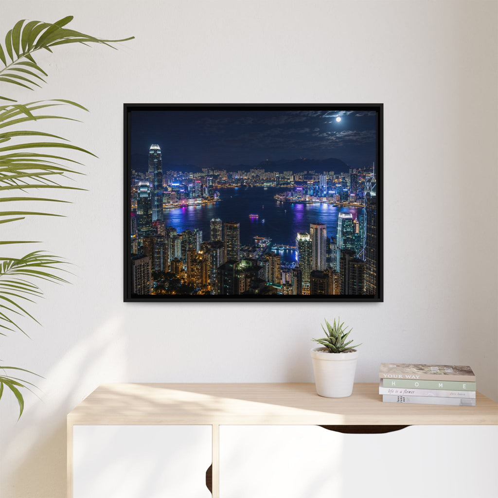 Hong Kong Night City Skape — Nighttime Harbor Skyline - stunning image