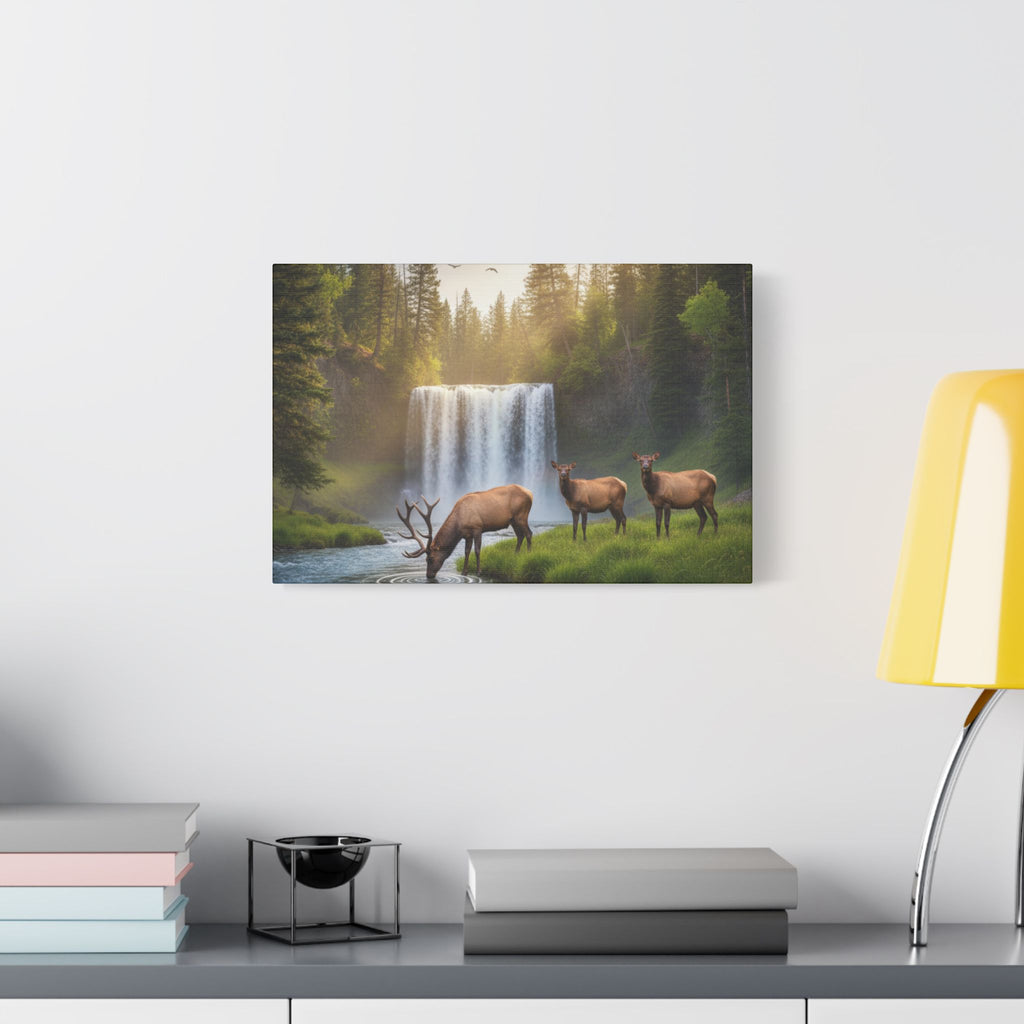 Waterfall Elk Canvas