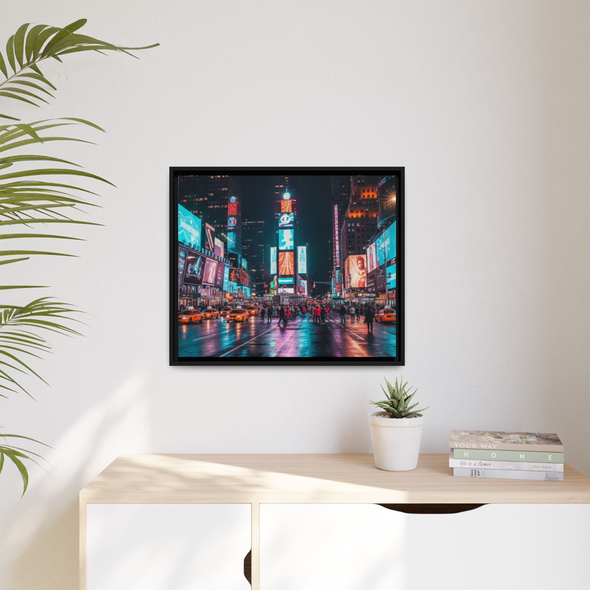 New york / Japan Nightskape Cityskape Framed Canvas Art - Stunning