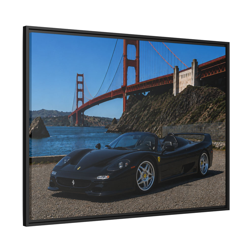 Ferrari F50 1995 — By The Golden Gate Bridge - Framed Canvas Matte Print